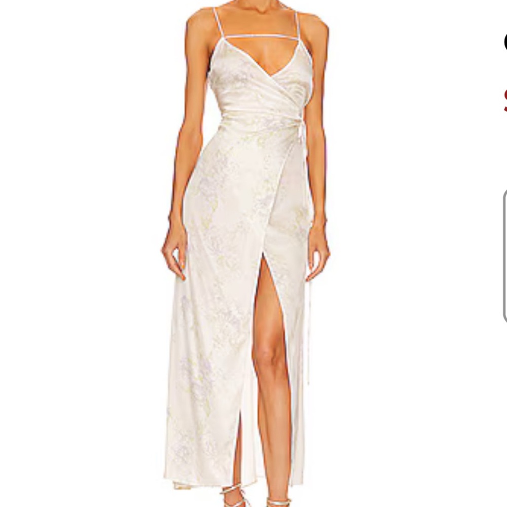 L'Academie White Floral Wrap Dress